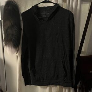American Eagle Outfitters Men's Dark Grey Hooded Shirt